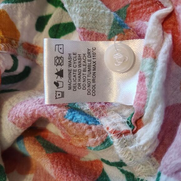 Crosby by Mollie Burch Blouse Top Popover Lightweight Floral Ruffle Colorful S - Picture 9 of 9